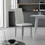Καρέκλα Parker pakoworld λευκό PU με μεταλλικό ανθρακί πόδι 41x48x96εκ