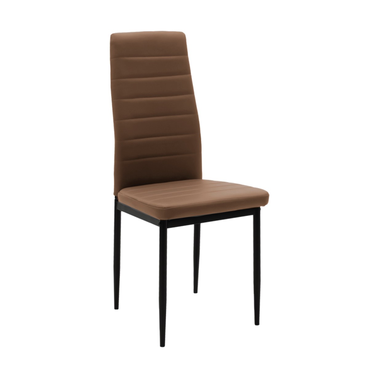 Καρέκλα Parker pakoworld cappuccino PU με μεταλλικό μαύρο πόδι 41x48x96εκ
