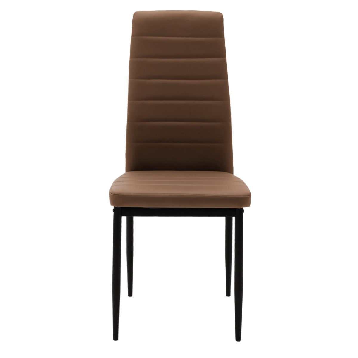 Καρέκλα Parker pakoworld cappuccino PU με μεταλλικό μαύρο πόδι 41x48x96εκ