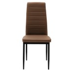 Καρέκλα Parker pakoworld cappuccino PU με μεταλλικό μαύρο πόδι 41x48x96εκ