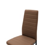 Καρέκλα Parker pakoworld cappuccino PU με μεταλλικό μαύρο πόδι 41x48x96εκ