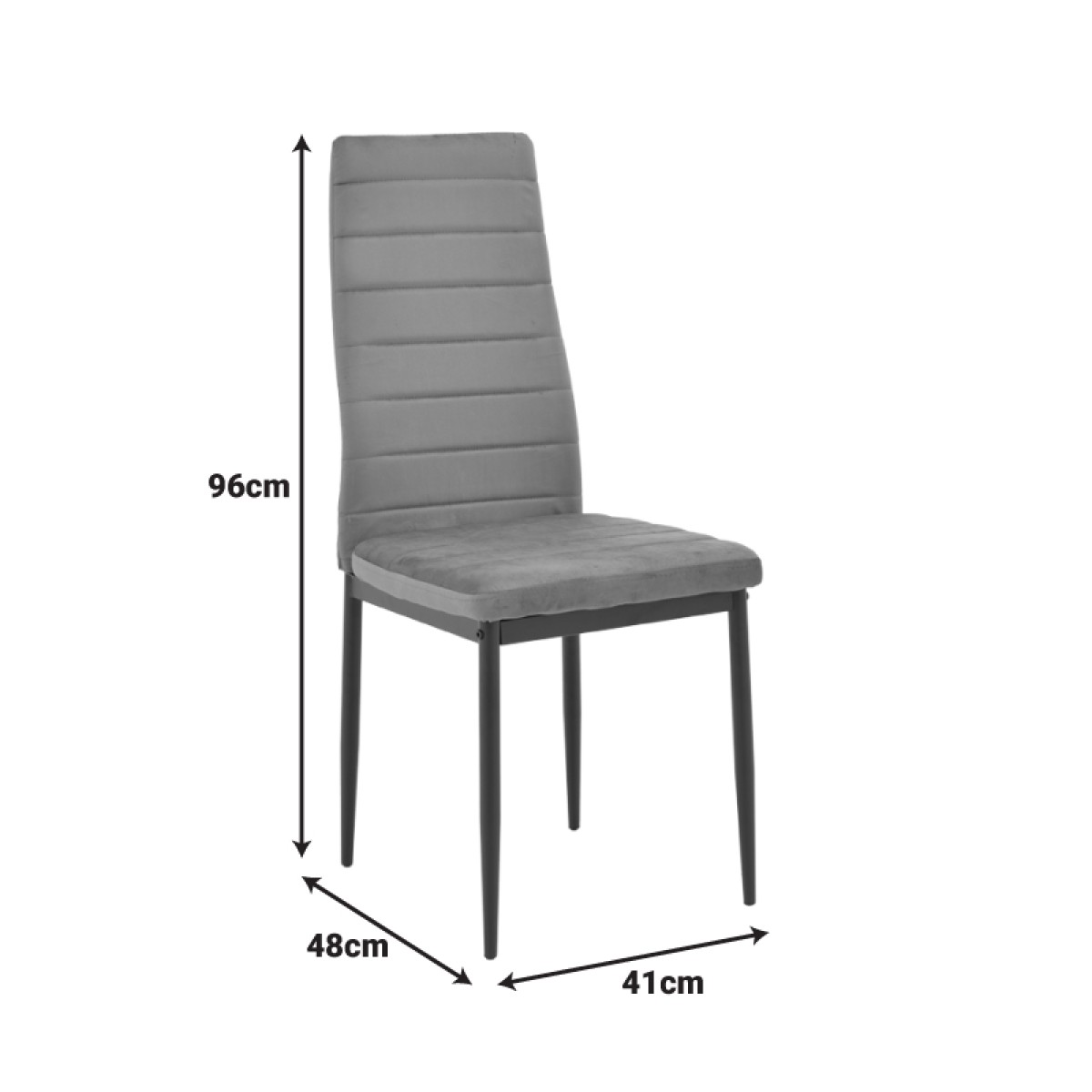 Καρέκλα Parker pakoworld ανθρακί ύφασμα με μεταλλικό μαύρο πόδι 41x48x96εκ