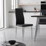 Καρέκλα Parker pakoworld μαύρο PU με πόδι χρωμίου 41x48x96εκ