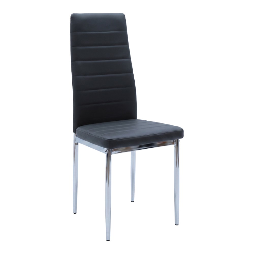 Καρέκλα Parker pakoworld μαύρο PU με πόδι χρωμίου 41x48x96εκ