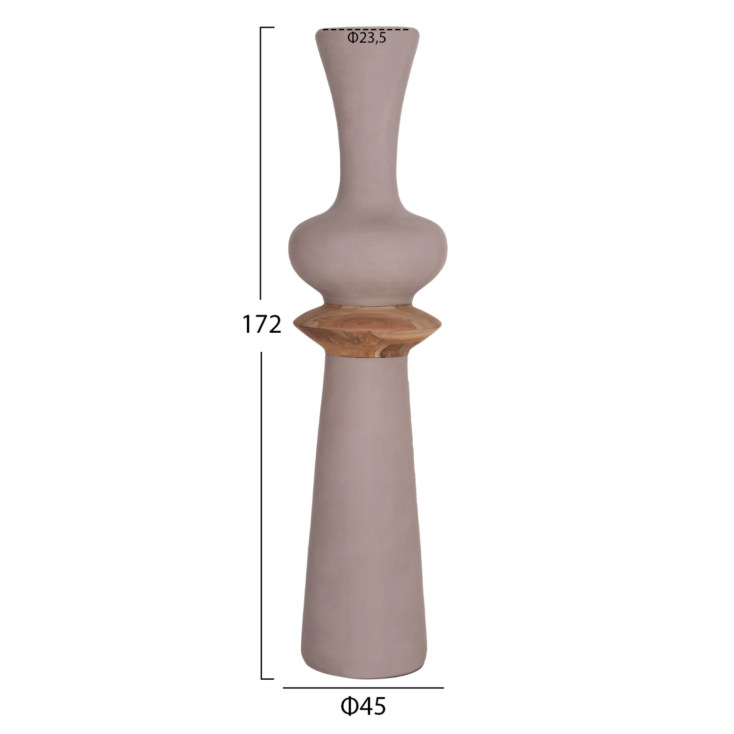 ΔΙΑΚΟΣΜΗΤΙΚΟ ΒΑΖΟ ΔΑΠΕΔΟΥ NEBULA HM4660.05L FIBER CEMENT TAUPE--ΞΥΛΟ ΤΕΑΚ Φ45x172Υεκ