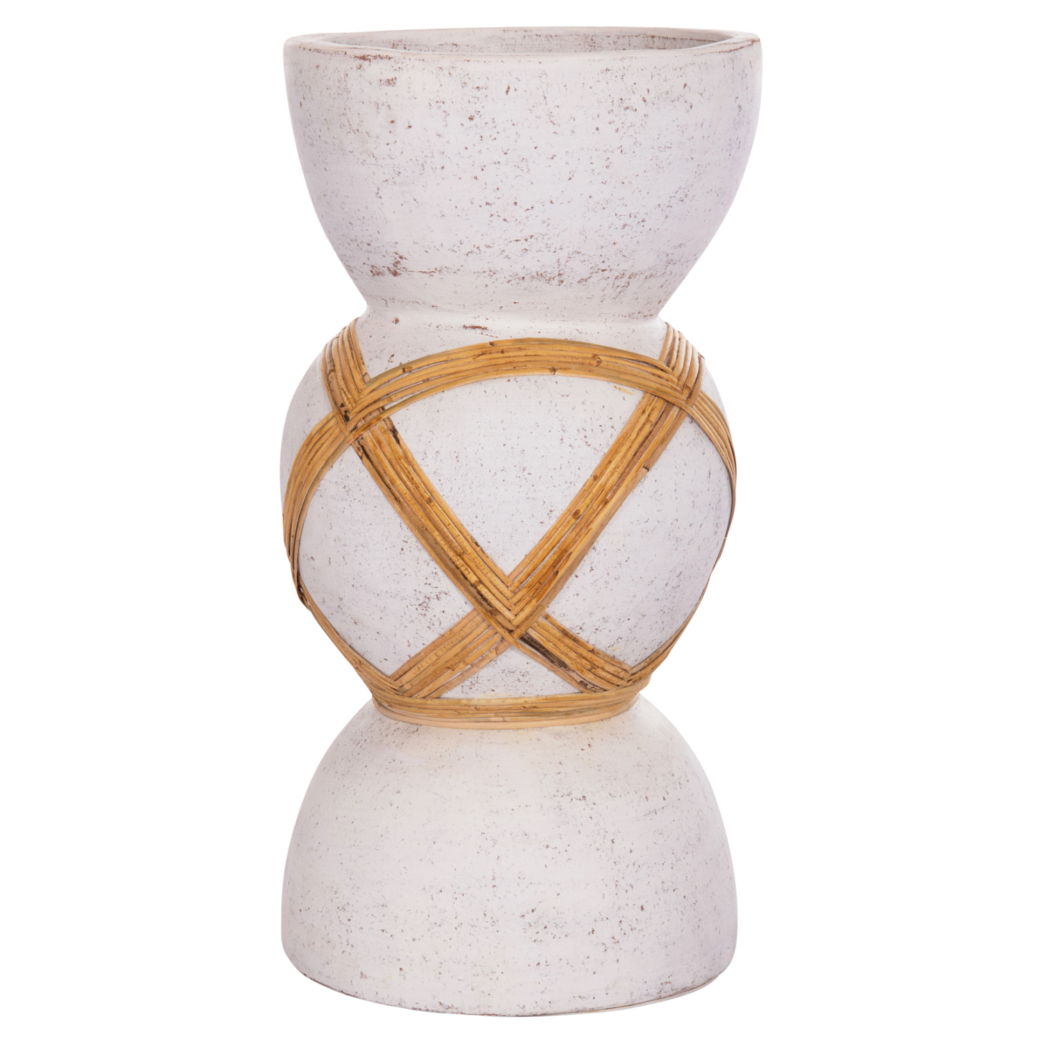 ΔΙΑΚΟΣΜΗΤΙΚΟ ΒΑΖΟ ΔΑΠΕΔΟΥ MAYNARD HM4672.02L TERRACOTTA ΛΕΥΚΟ--RATTAN Φ32x62.5Υεκ.