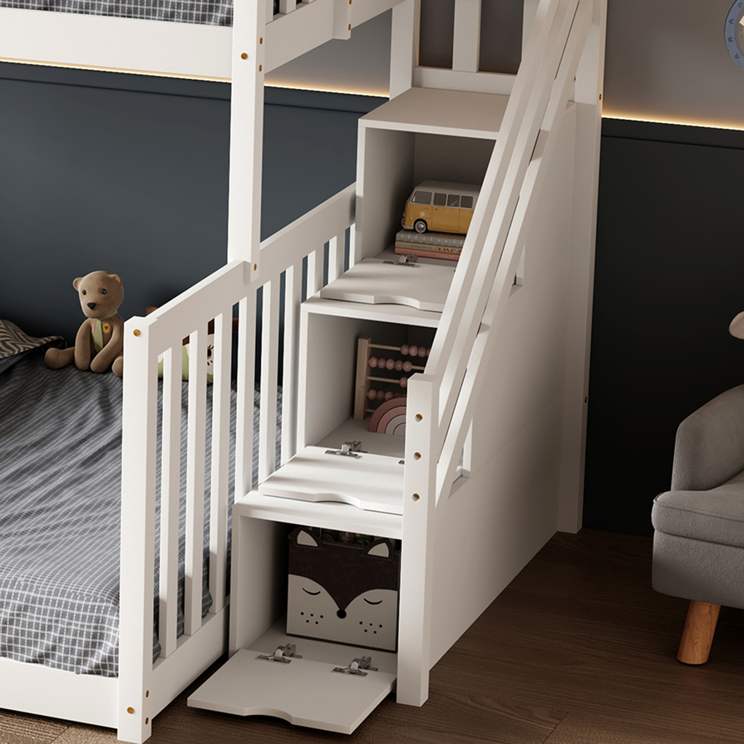 ΠΑΙΔΙΚH ΚΟΥΚΕΤΑ τ.MONTESSORI BEAMER HM711.03 ΞΥΛΟ ΠΕΥΚΟΥ ΣΕ ΛΕΥΚΟ-ΣΤΡΩΜΑΤΑ 90-140x190εκ