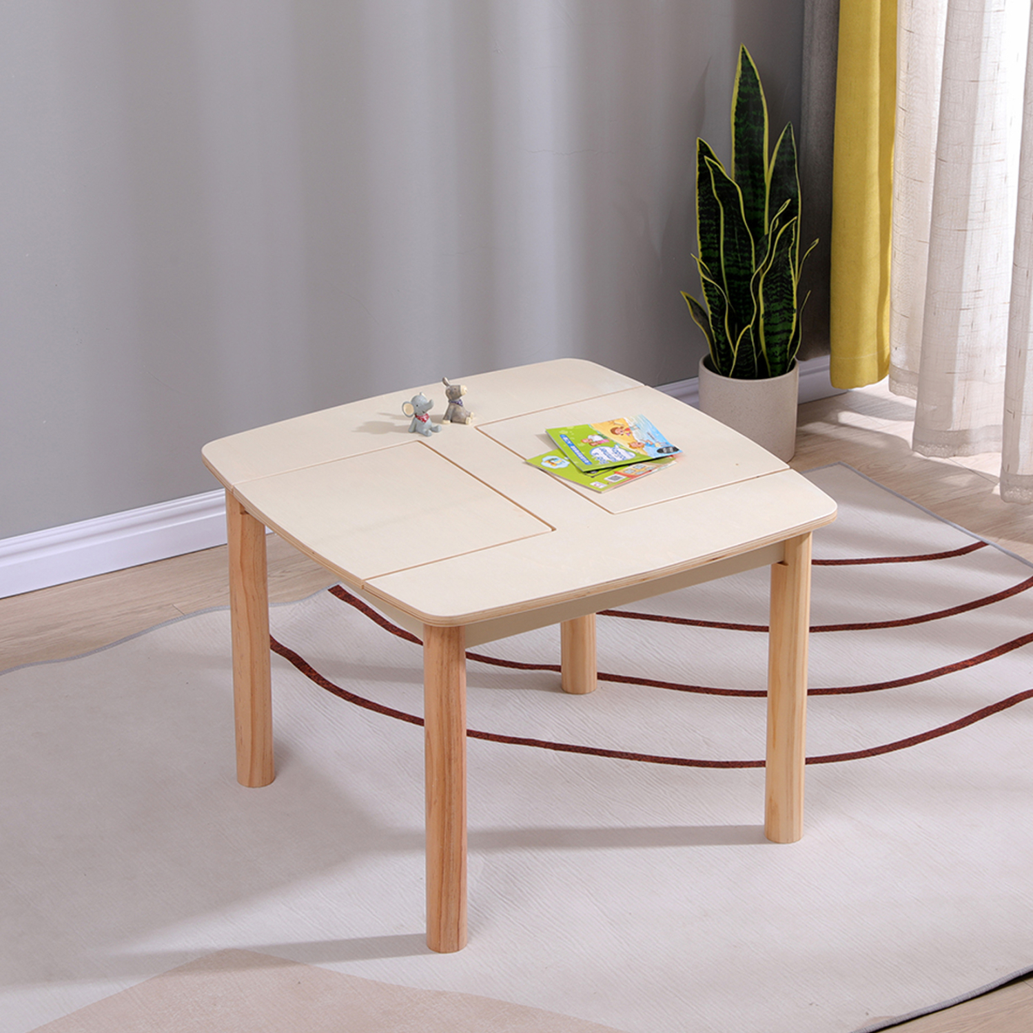 ΤΡΑΠΕΖΑΚΙ ΠΑΙΔΙΚΟ ΜΕ ΑΠΟΘ.ΧΩΡΟΥΣ RICKI HM18339.01 MDF & ΣΥΜΗΔΑ ΣΕ ΦΥΣΙΚΟ 65x65x47Υεκ