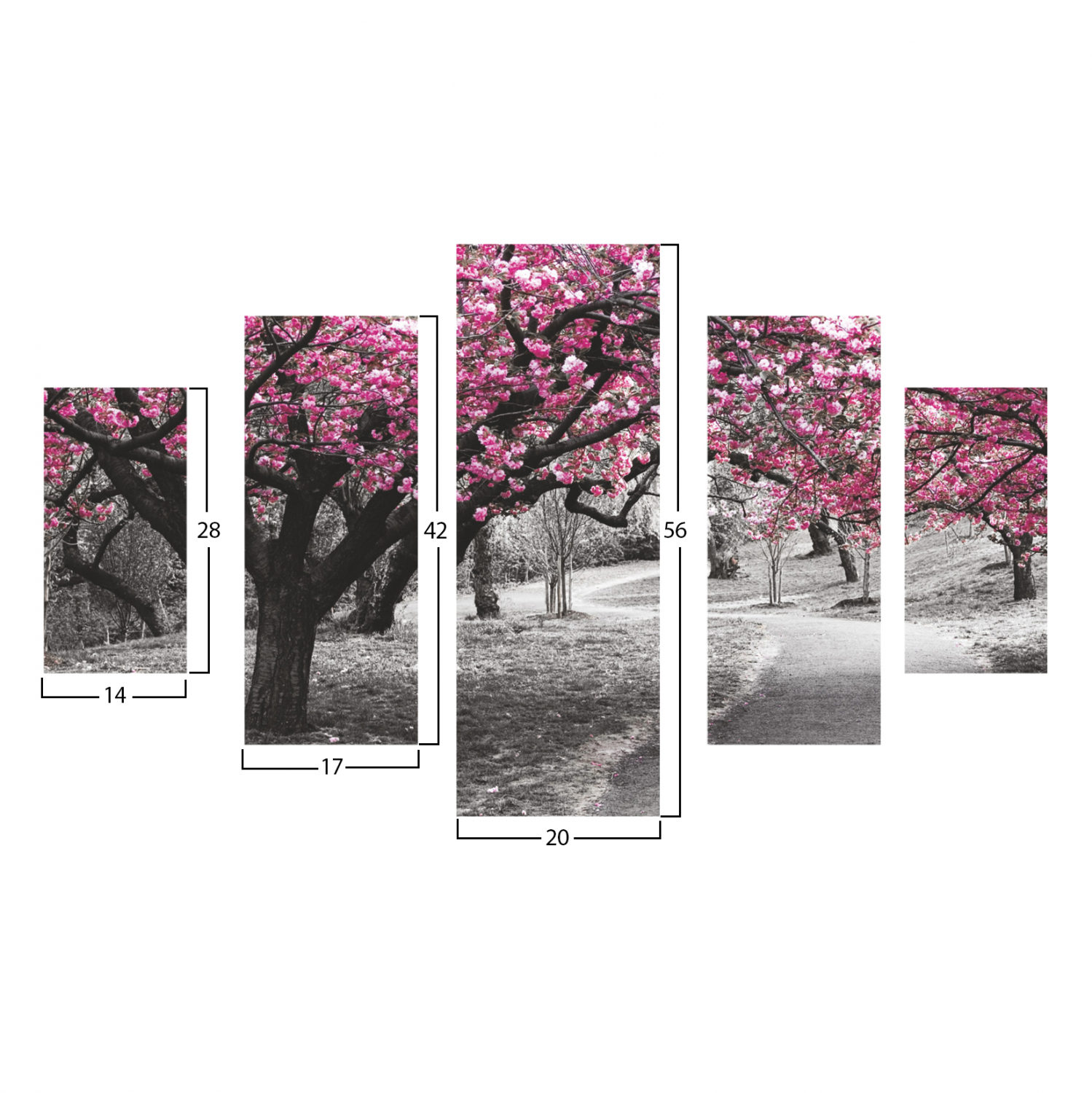 ΠΙΝΑΚΑΣ ΠΕΝΤΑΠΤΥΧΟ MDF BLOOMING TREE 82Χ56x3  HM7207.04