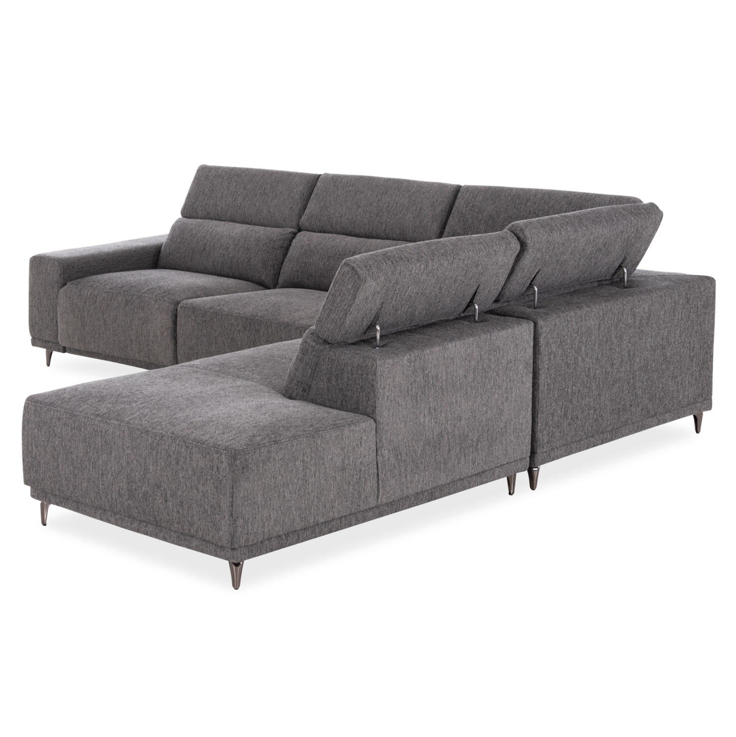 ΚΑΝΑΠΕΣ ΔΕΞΙΑ ΓΩΝΙΑ 5Θ ΜΕ RECLINE LUNARIS HM3316.01R ΓΚΡΙ ΥΦΑΣΜΑ 307x267x94Yεκ