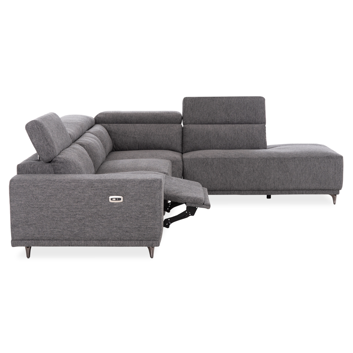 ΚΑΝΑΠΕΣ ΔΕΞΙΑ ΓΩΝΙΑ 5Θ ΜΕ RECLINE LUNARIS HM3316.01R ΓΚΡΙ ΥΦΑΣΜΑ 307x267x94Yεκ