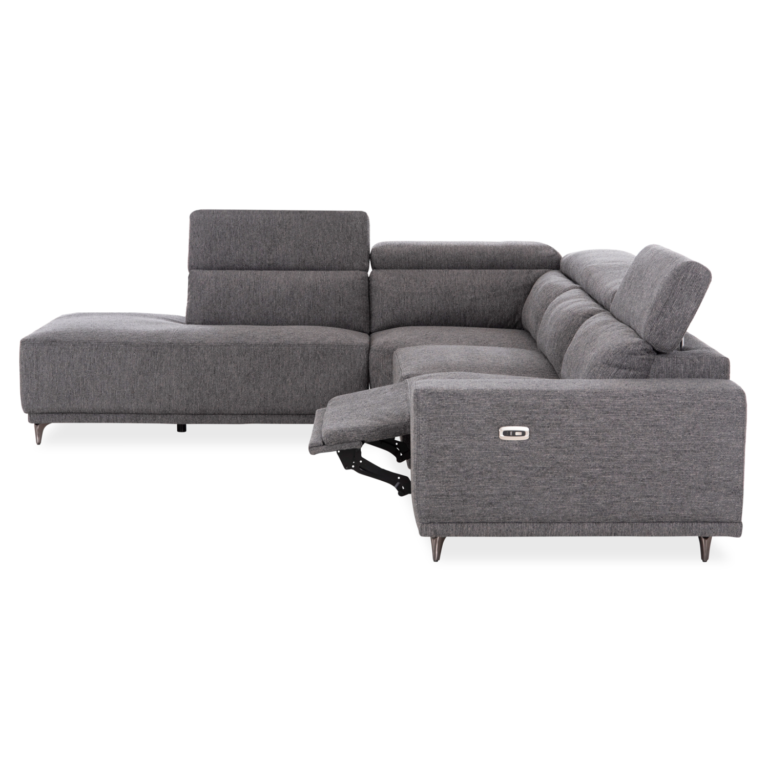 ΚΑΝΑΠΕΣ ΑΡΙΣΤΕΡΗ ΓΩΝΙΑ 5Θ ΜΕ RECLINE LUNARIS HM3316.01L ΓΚΡΙ ΥΦΑΣΜΑ 307x267x94Yεκ