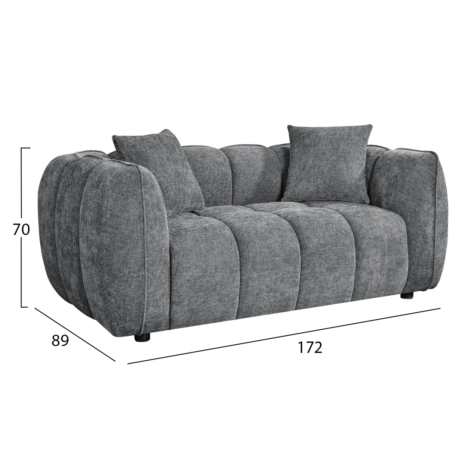 ΚΑΝΑΠΕΣ 2-ΘΕΣΙΟΣ LYKKE HM3324.01 ΓΚΡΙ ΥΦΑΣΜΑ 172x89x70Υεκ.