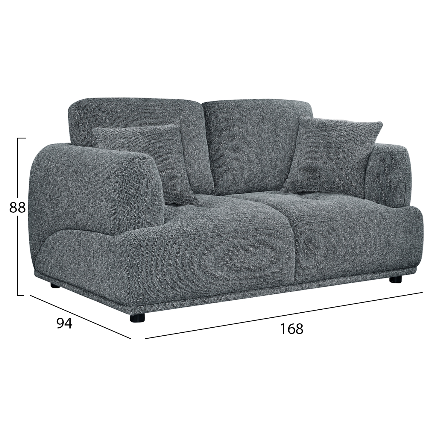 ΚΑΝΑΠΕΣ 2-ΘΕΣΙΟΣ STRUCTO HM3330.01 ΓΚΡΙ ΥΦΑΣΜΑ 168x94x88Υεκ.