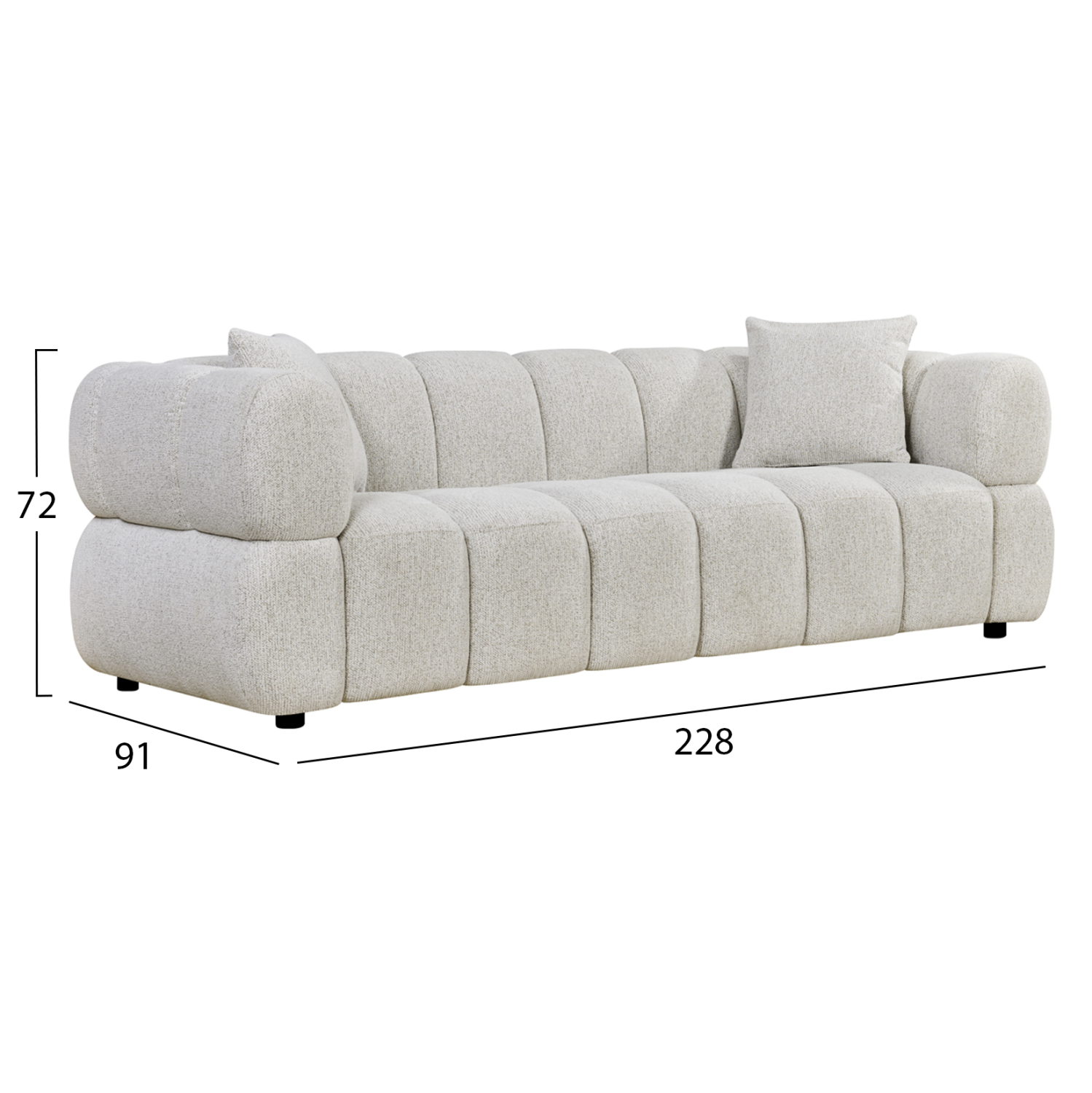 ΚΑΝΑΠΕΣ 3-ΘΕΣΙΟΣ NORIKA HM3331.02 ΕΚΡΟΥ ΥΦΑΣΜΑ 220x88x85Υεκ.