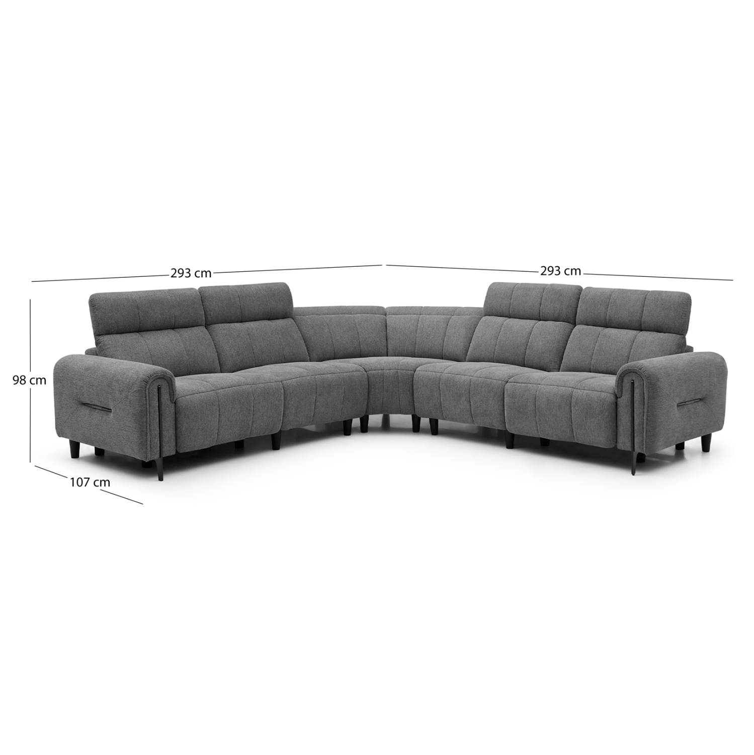 ΓΩΝΙΑΚΟΣ ΚΑΝΑΠΕΣ ΜΕ RECLINE ORACLE HM3290.01 ΓΚΡΙ ΥΦΑΣΜΑ 260x260x90(κάθισμα)x94Υεκ.