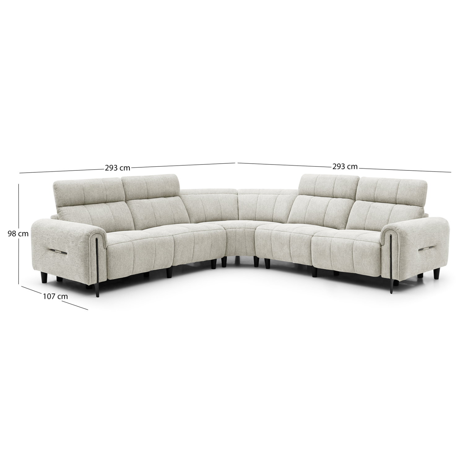 ΓΩΝΙΑΚΟΣ ΚΑΝΑΠΕΣ ΜΕ RECLINE ORACLE HM3290.02 ΜΠΕΖ ΥΦΑΣΜΑ 260x260x90(κάθισμα)x94Υεκ.