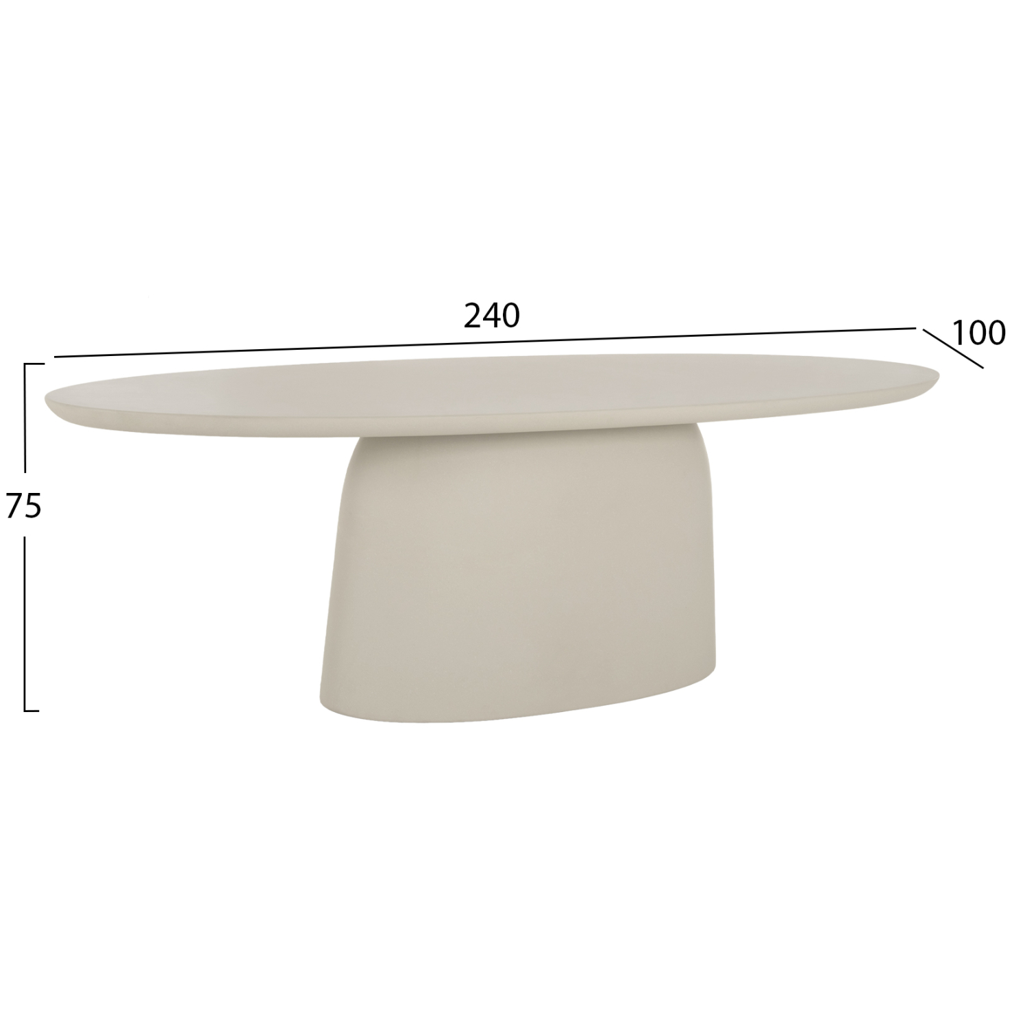 ΤΡΑΠΕΖΙ ΤΡΑΠΕΖΑΡΙΑΣ ΟΒΑΛ BRECCAN HM6577.02 ΜΠΕΖ FIBER CEMENT 240x100x75Υεκ.