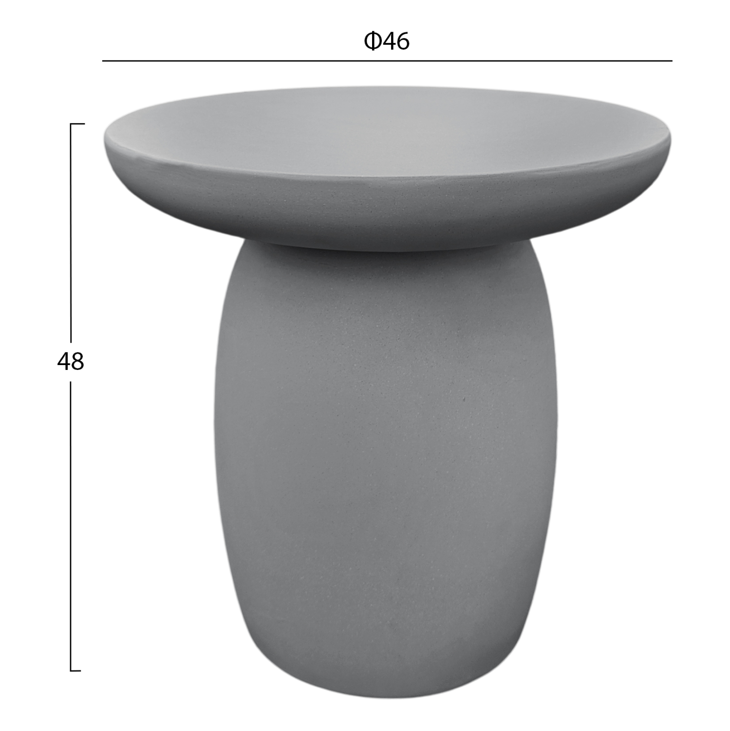 ΤΡΑΠΕΖΙ ΒΟΗΘΗΤΙΚΟ FIBER CEMENT ΣΤΡΟΓΓΥΛΟ HIKARI HM6593.01 ΓΚΡΙ Φ46x48Υεκ.
