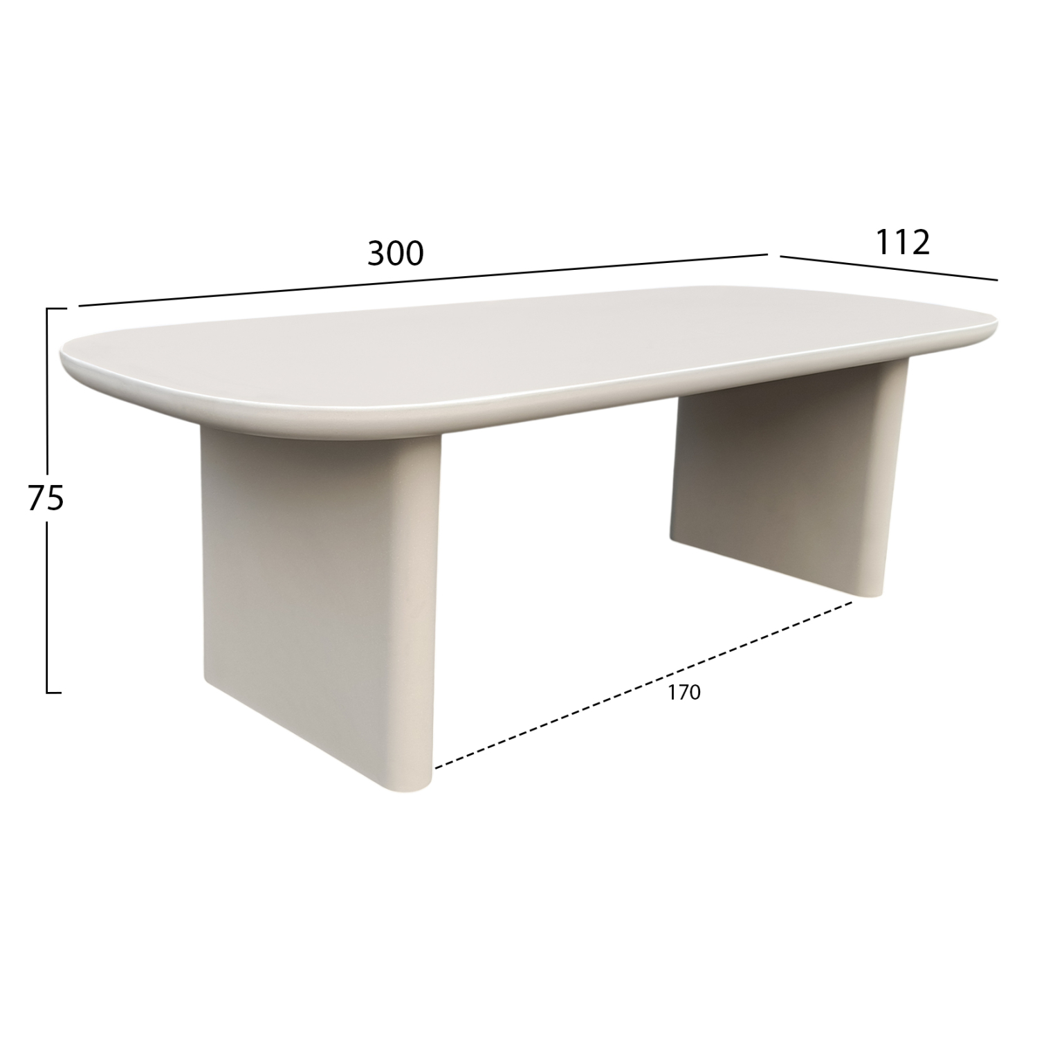 ΤΡΑΠΕΖΙ ΤΡΑΠΕΖΑΡΙΑΣ AZAMI HM6601.02 ΜΠΕΖ FIBER CEMENT 300x112x75Υεκ.