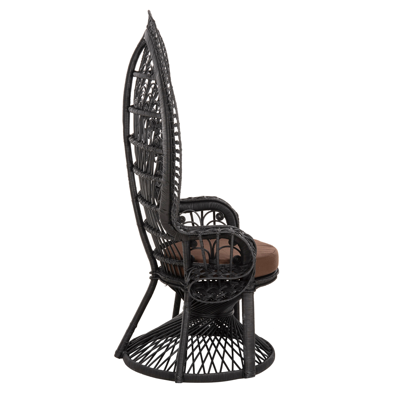 ΠΟΛΥΘΡΟΝΑ ROYAL PEACOCK HM9342.03 RATTAN ΜΑΥΡΟ-ΜΑΞΙΛΑΡΙ ΜΑΥΡΟ 114x72x150Yεκ.