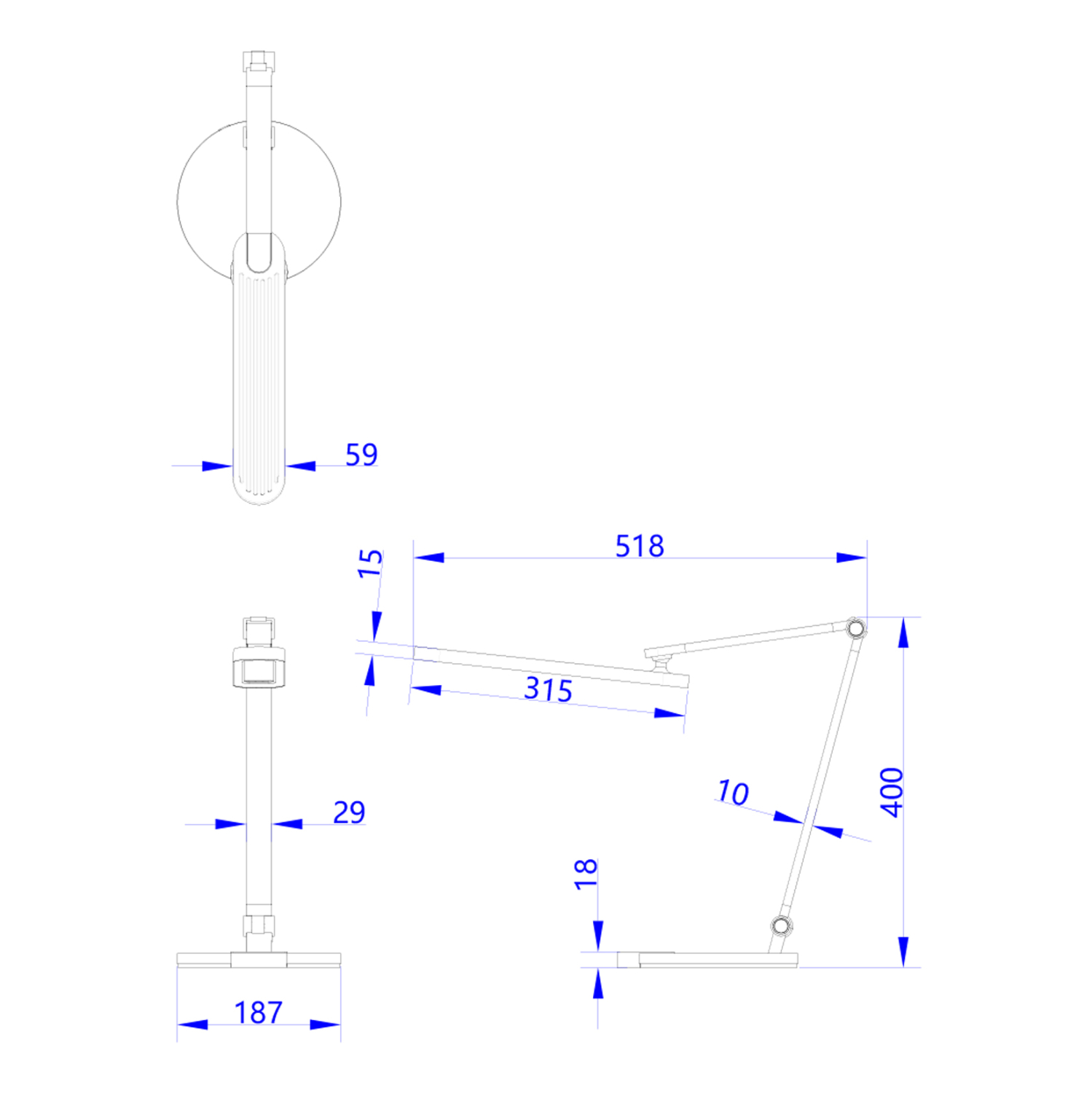 ΦΩΤΙΣΤΙΚΟ ΓΡΑΦΕΙΟΥ LED BLAIN PRO HM4454.01 ΛΕΥΚΗ ΒΑΣΗ ABS-ΓΚΡΙ ΑΛΟΥΜΙΝΙΟ 51,8x40Υεκ.