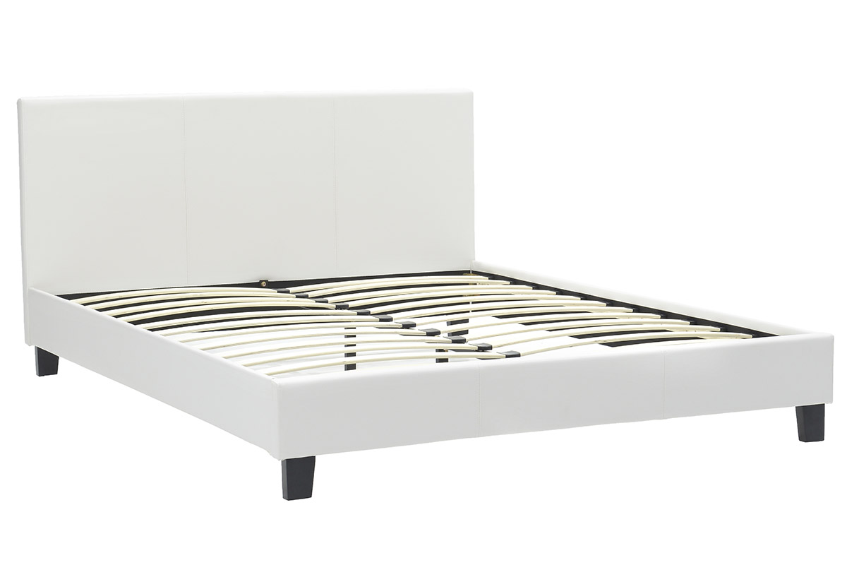 Κρεβάτι Nevil pakoworld 150x200 PU χρώμα λευκό ματ