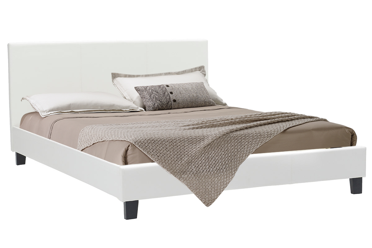 Κρεβάτι Nevil pakoworld 150x200 PU χρώμα λευκό ματ