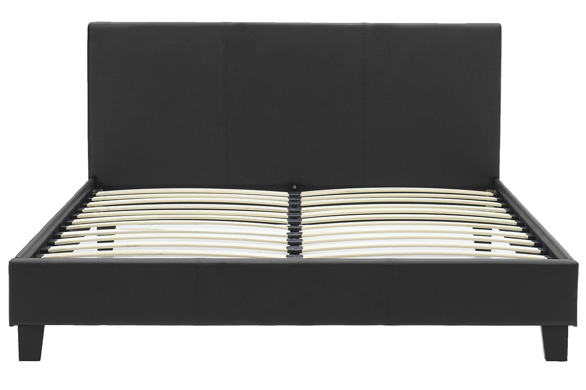 Κρεβάτι Nevil pakoworld 150x200 PU χρώμα μαύρο ματ