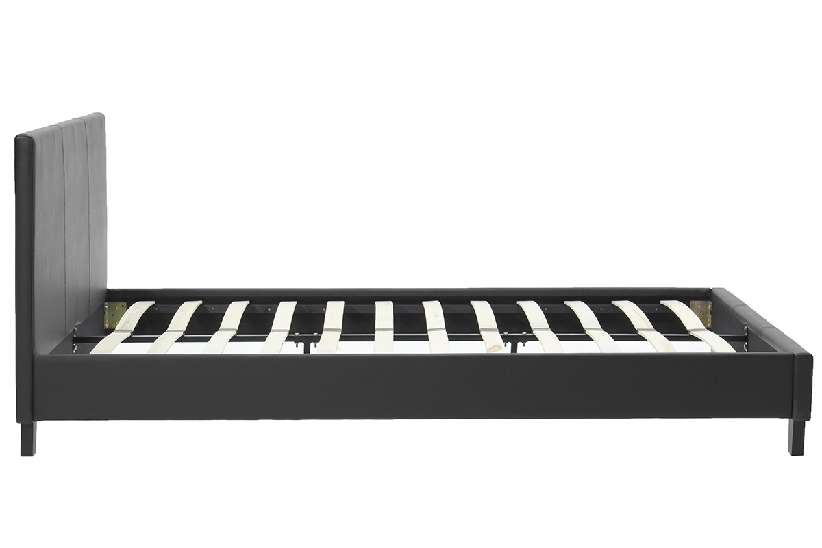 Κρεβάτι Nevil pakoworld 150x200 PU χρώμα μαύρο ματ