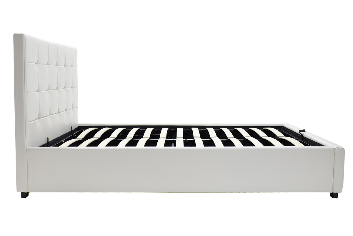 Κρεβάτι Roi pakoworld 160x200 PU λευκό ματ + αποθηκευτικό χώρο