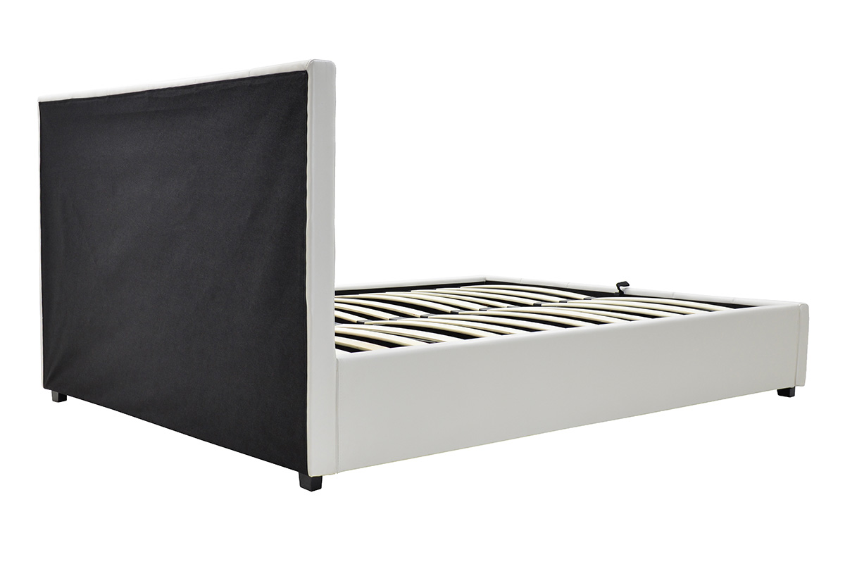 Κρεβάτι Roi pakoworld 160x200 PU λευκό ματ + αποθηκευτικό χώρο