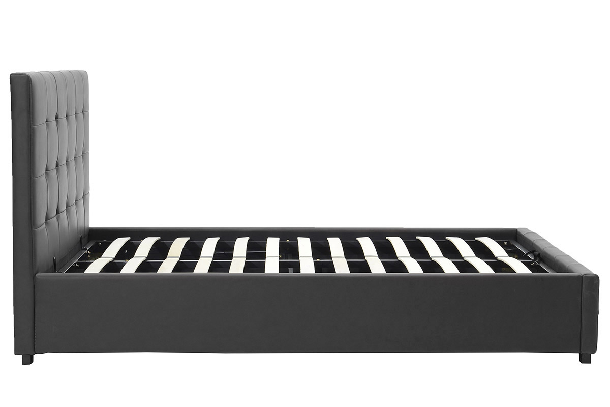 Κρεβάτι Roi pakoworld 160x200 PU μαύρο ματ + αποθηκευτικό χώρο