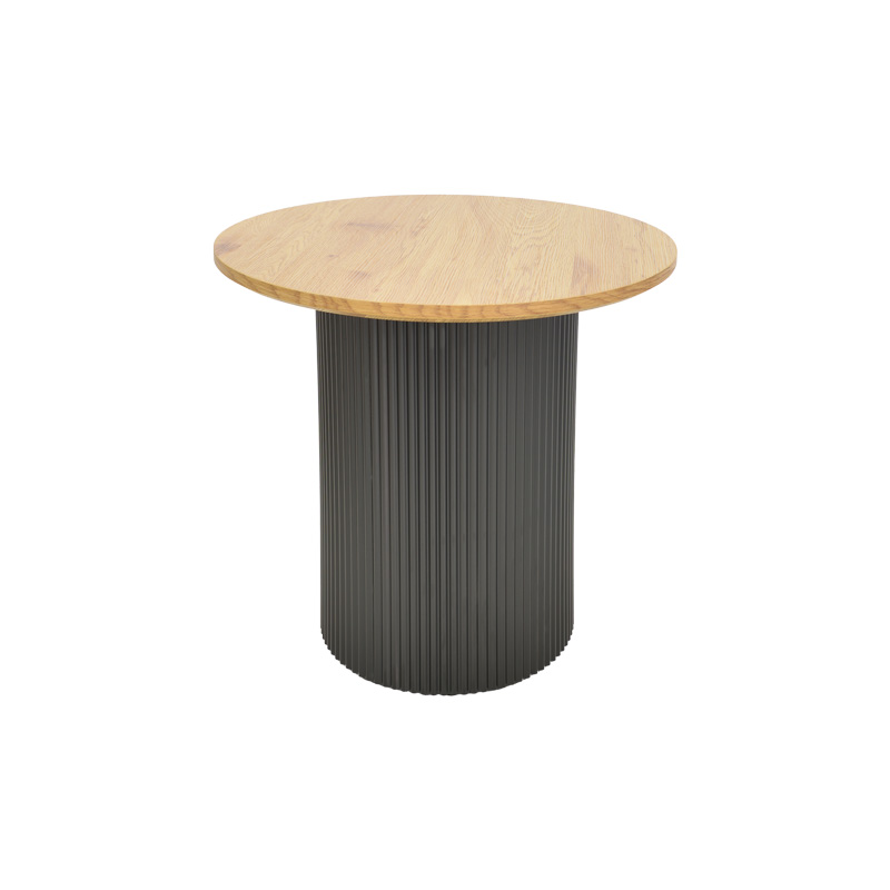 Βοηθητικό τραπέζι Dovel pakoworld mdf σε sonoma -μαύρο μέταλλο Φ50x50εκ