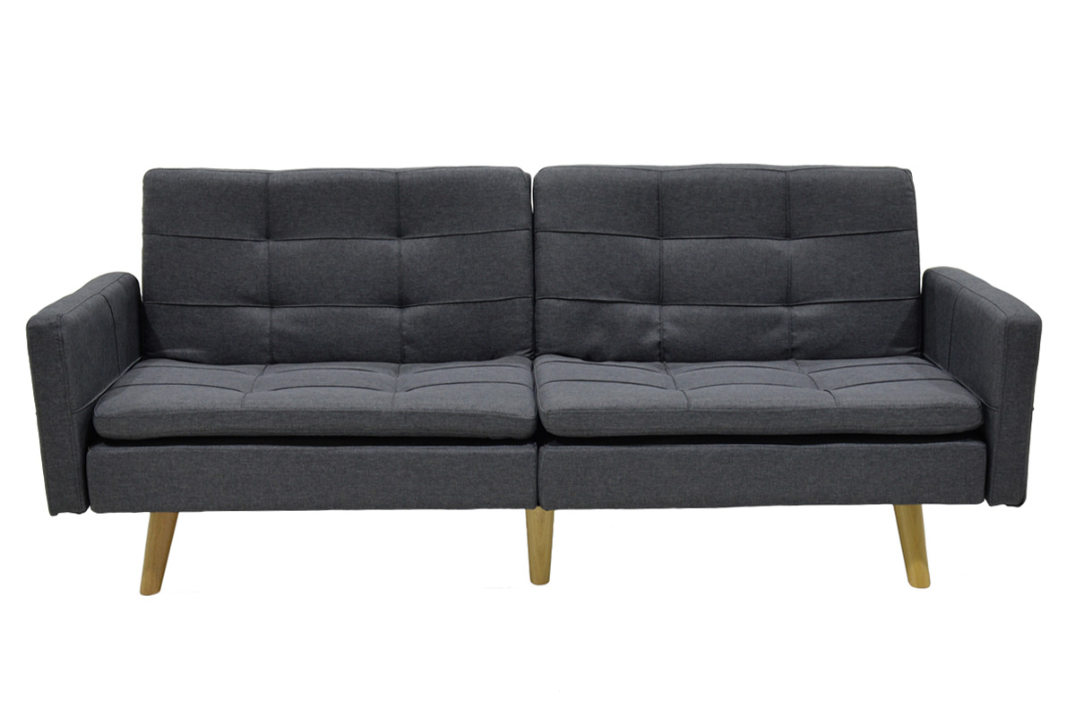 Καναπές-κρεβάτι Flexible pakoworld σε ανθρακί ύφασμα 198x87x76εκ