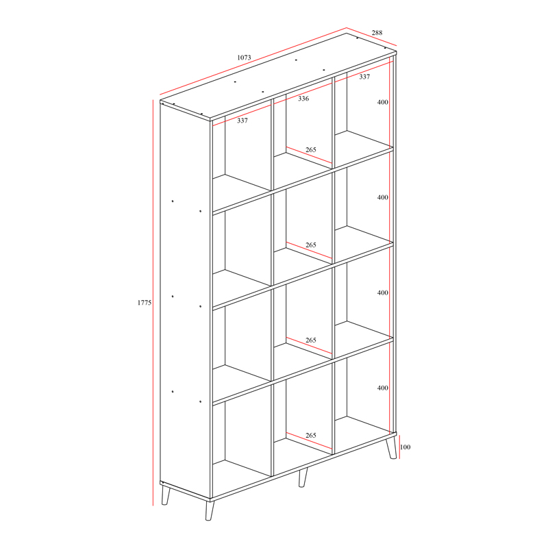 Βιβλιοθήκη FIRENZE pakoworld χρώμα sonoma 107x28,6x178εκ