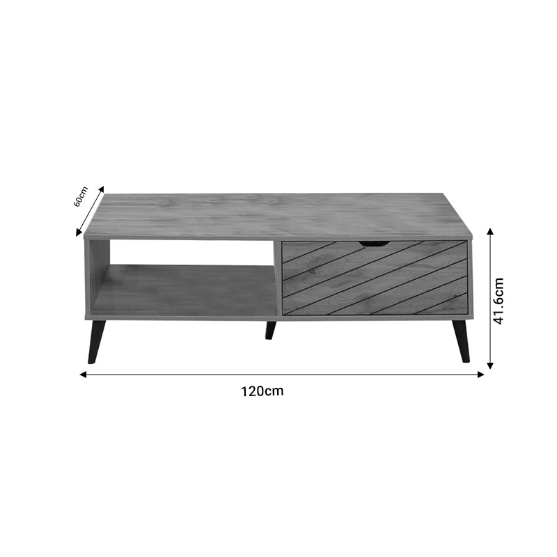 Τραπέζι σαλονιού Thelma pakoworld oak μελαμίνης 120x60x41.6εκ