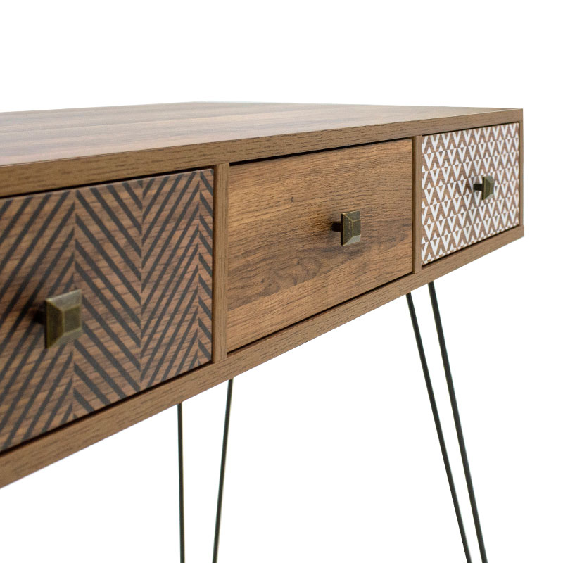 Κονσόλα Boho pakoworld καρυδί με μεταλλικά πόδια 100x50,5x74,5εκ