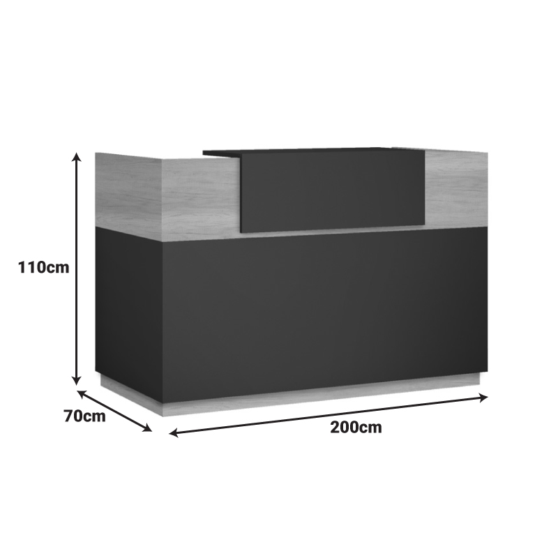 Γραφείο reception Lotus pakoworld σε χρώμα φυσικό - ανθρακί 200x70x110εκ