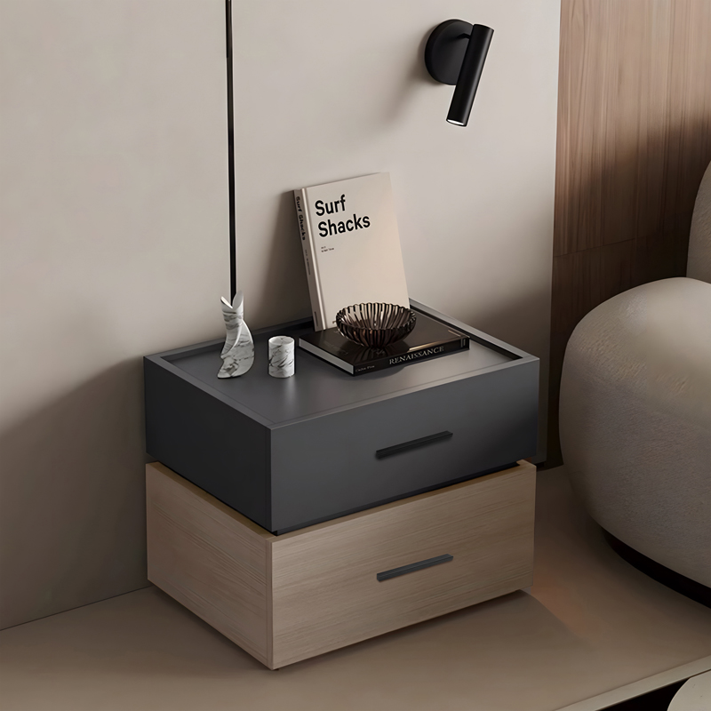 Κομοδίνο Sonlen pakoworld mdf σε sonoma-ανθρακί απόχρωση 60x40x44.5εκ