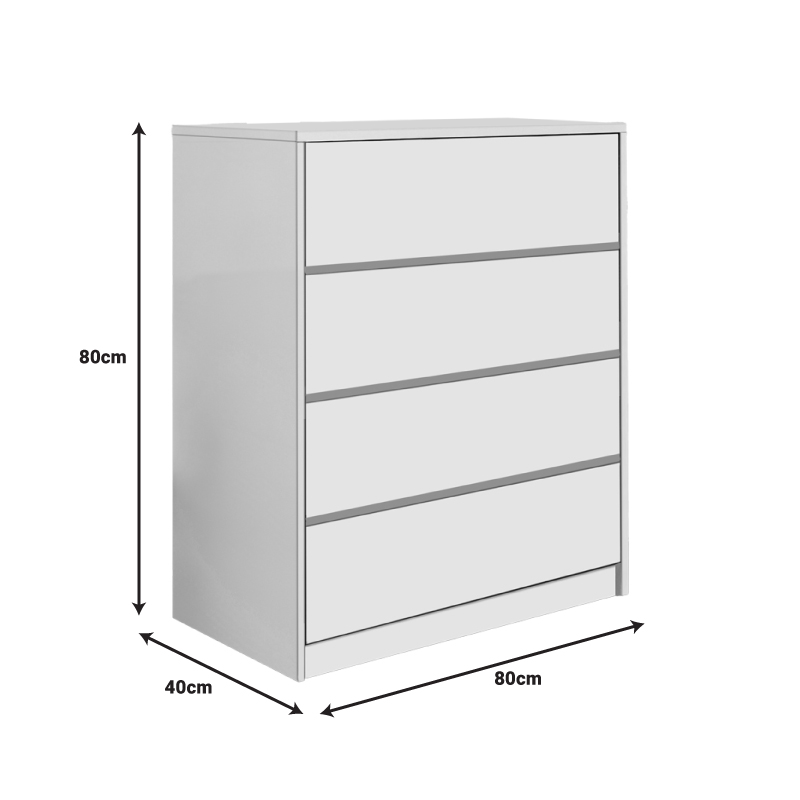 Συρταριέρα Kuanger pakoworld mdf σε λευκή απόχρωση 80x40x89εκ