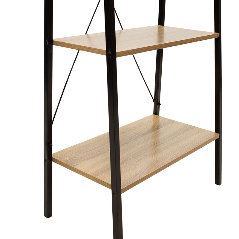 Βιβλιοθήκη- Ραφιέρα Ramon pakoworld φυσικό-μαύρο 60x23x145,5εκ