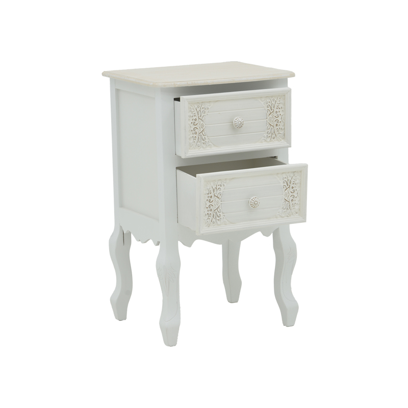 Κομοδίνο Pazlen Inart mdf σε λευκή αντικέ απόχρωση 40x45x65εκ