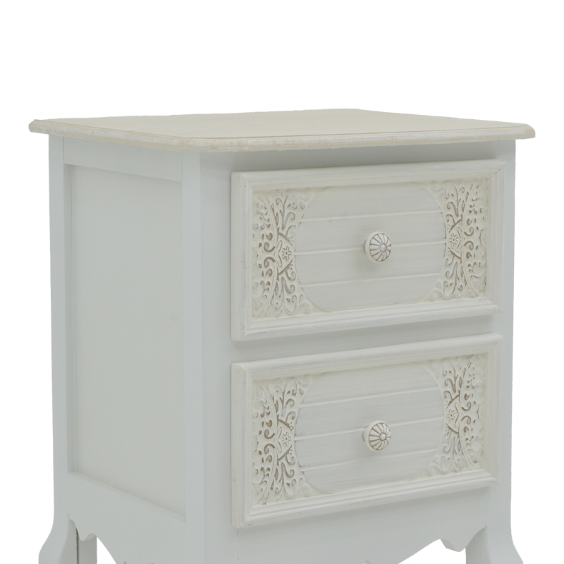 Κομοδίνο Pazlen Inart mdf σε λευκή αντικέ απόχρωση 40x45x65εκ