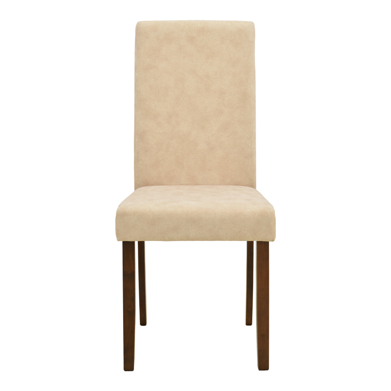 Καρέκλα Zeben pakoworld εκρού ύφασμα με καρυδί rubberwood 43,5x55,5x93,5εκ