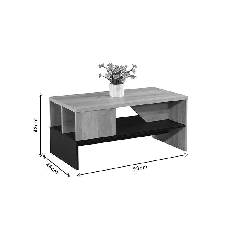 Τραπέζι σαλονιού Naya pakoworld sonoma-ανθρακί 93x46x43εκ