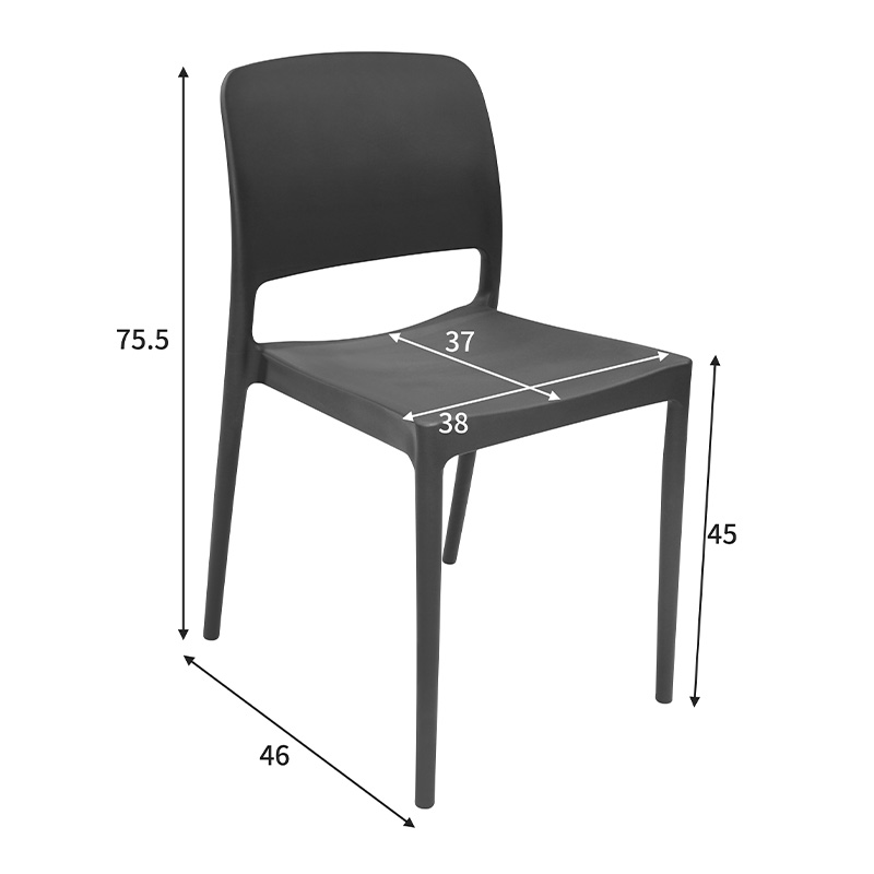 Καρέκλα Fenxy pakoworld pp σε μαύρη απόχρωση 38x42x77εκ