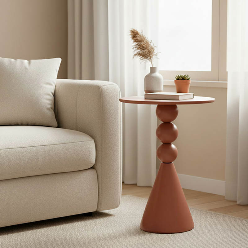 Βοηθητικό τραπέζι Bilane pakoworld μέταλλο σε terracotta απόχρωση Φ39x60εκ