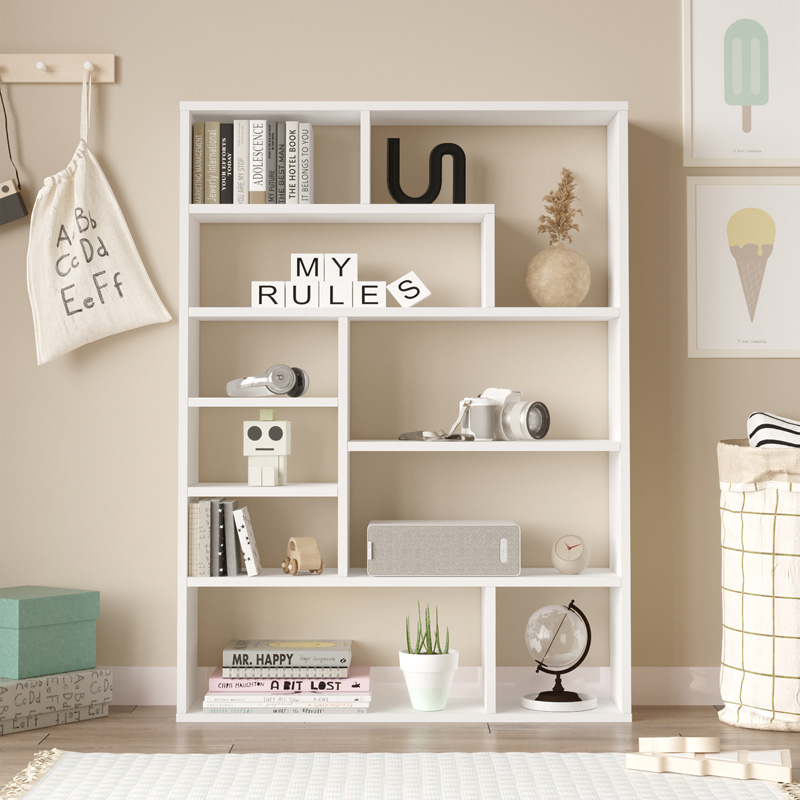 Βιβλιοθήκη Decora pakoworld σε λευκη απόχρωση 90x22x123.6εκ