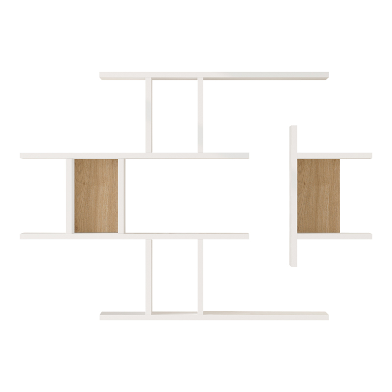 Ραφιέρα τοίχου Ledia pakoworld λευκό με oak 110,6x14,5x78εκ